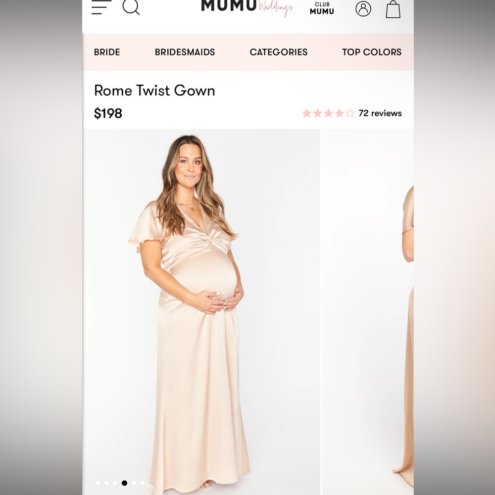 Champagne satin maternity dress